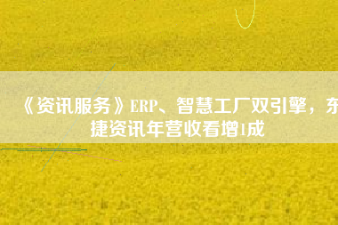 《資訊服務(wù)》ERP、智慧工廠雙引擎，東捷資訊年營收看增1成