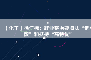 【化工】徐仁標：鞋業(yè)整治要淘汰“低小散”和扶持“高特優(yōu)”