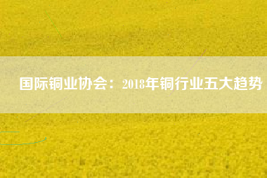 國際銅業(yè)協(xié)會：2018年銅行業(yè)五大趨勢