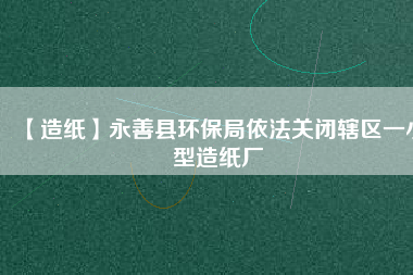 【造紙】永善縣環(huán)保局依法關(guān)閉轄區(qū)一小型造紙廠