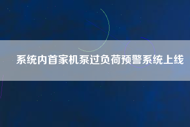 系統(tǒng)內(nèi)首家機(jī)泵過負(fù)荷預(yù)警系統(tǒng)上線