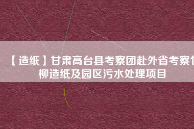 【造紙】甘肅高臺(tái)縣考察團(tuán)赴外省考察竹柳造紙及園區(qū)污水處理項(xiàng)目