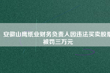 安徽山鷹紙業(yè)財務(wù)負(fù)責(zé)人因違法買賣股票被罰三萬元