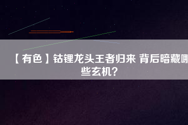 【有色】鈷鋰龍頭王者歸來 背后暗藏哪些玄機？