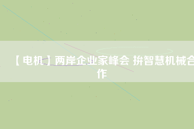 【電機】兩岸企業(yè)家峰會 拚智慧機械合作
          