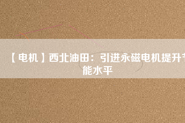 【電機】西北油田：引進永磁電機提升節(jié)能水平
          