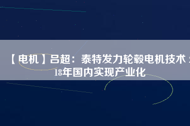 【電機】呂超：泰特發(fā)力輪轂電機技術(shù) 2018年國內(nèi)實現(xiàn)產(chǎn)業(yè)化
          