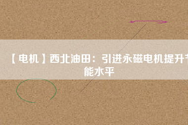 【電機】西北油田：引進永磁電機提升節(jié)能水平
          