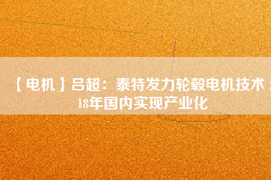 【電機】呂超：泰特發(fā)力輪轂電機技術(shù) 2018年國內(nèi)實現(xiàn)產(chǎn)業(yè)化
          