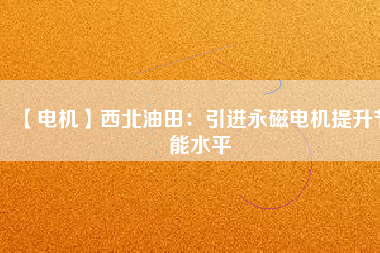 【電機】西北油田：引進永磁電機提升節(jié)能水平
          