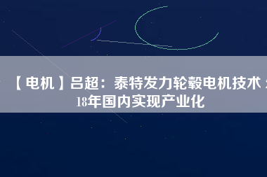 【電機】呂超：泰特發(fā)力輪轂電機技術(shù) 2018年國內(nèi)實現(xiàn)產(chǎn)業(yè)化
          