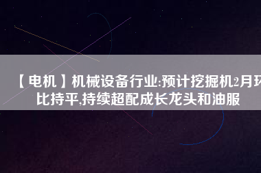 【電機(jī)】機(jī)械設(shè)備行業(yè):預(yù)計(jì)挖掘機(jī)2月環(huán)比持平,持續(xù)超配成長(zhǎng)龍頭和油服
          