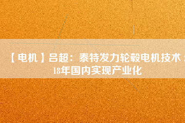 【電機】呂超：泰特發(fā)力輪轂電機技術(shù) 2018年國內(nèi)實現(xiàn)產(chǎn)業(yè)化
          