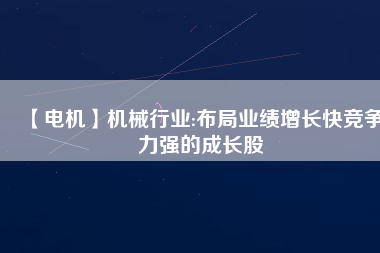 【電機(jī)】機(jī)械行業(yè):布局業(yè)績增長快競爭力強(qiáng)的成長股
          