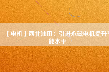 【電機】西北油田：引進永磁電機提升節(jié)能水平
          