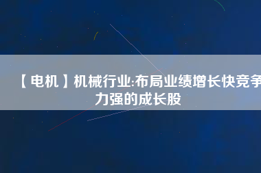 【電機(jī)】機(jī)械行業(yè):布局業(yè)績增長快競爭力強(qiáng)的成長股
          