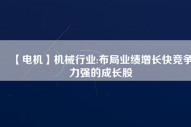 【電機(jī)】機(jī)械行業(yè):布局業(yè)績增長快競爭力強(qiáng)的成長股
          