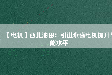 【電機】西北油田：引進永磁電機提升節(jié)能水平
          