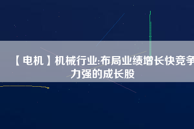 【電機(jī)】機(jī)械行業(yè):布局業(yè)績增長快競爭力強(qiáng)的成長股
          