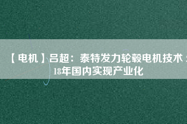 【電機】呂超：泰特發(fā)力輪轂電機技術(shù) 2018年國內(nèi)實現(xiàn)產(chǎn)業(yè)化
          