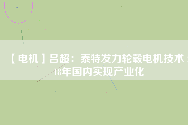 【電機】呂超：泰特發(fā)力輪轂電機技術(shù) 2018年國內(nèi)實現(xiàn)產(chǎn)業(yè)化
          