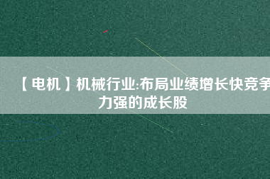 【電機(jī)】機(jī)械行業(yè):布局業(yè)績增長快競爭力強(qiáng)的成長股
          