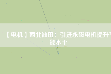 【電機】西北油田：引進永磁電機提升節(jié)能水平
          