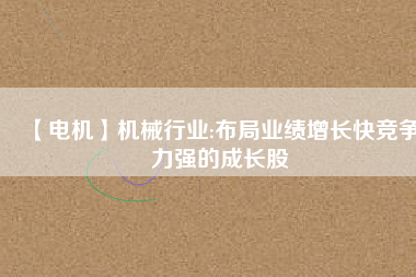 【電機(jī)】機(jī)械行業(yè):布局業(yè)績增長快競爭力強(qiáng)的成長股
          