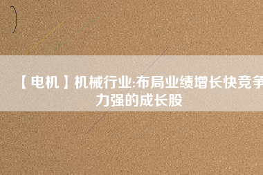 【電機(jī)】機(jī)械行業(yè):布局業(yè)績增長快競爭力強(qiáng)的成長股
          