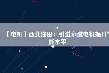 【電機】西北油田：引進永磁電機提升節(jié)能水平
          