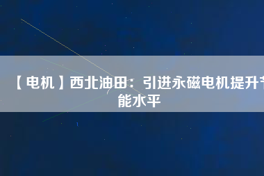 【電機】西北油田：引進永磁電機提升節(jié)能水平
          