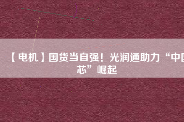 【電機(jī)】國(guó)貨當(dāng)自強(qiáng)！光潤(rùn)通助力“中國(guó)芯”崛起
          