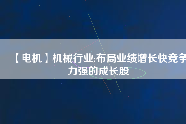 【電機(jī)】機(jī)械行業(yè):布局業(yè)績增長快競爭力強(qiáng)的成長股
          