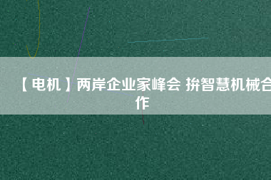 【電機】兩岸企業(yè)家峰會 拚智慧機械合作
          