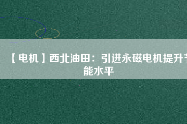 【電機】西北油田：引進永磁電機提升節(jié)能水平
          